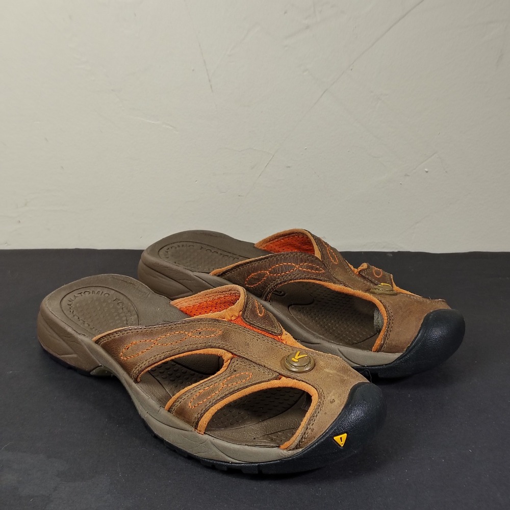 Keen Bali Slide Sandals Womens 8 Brown Orange Leather Athletic Slip On Clog